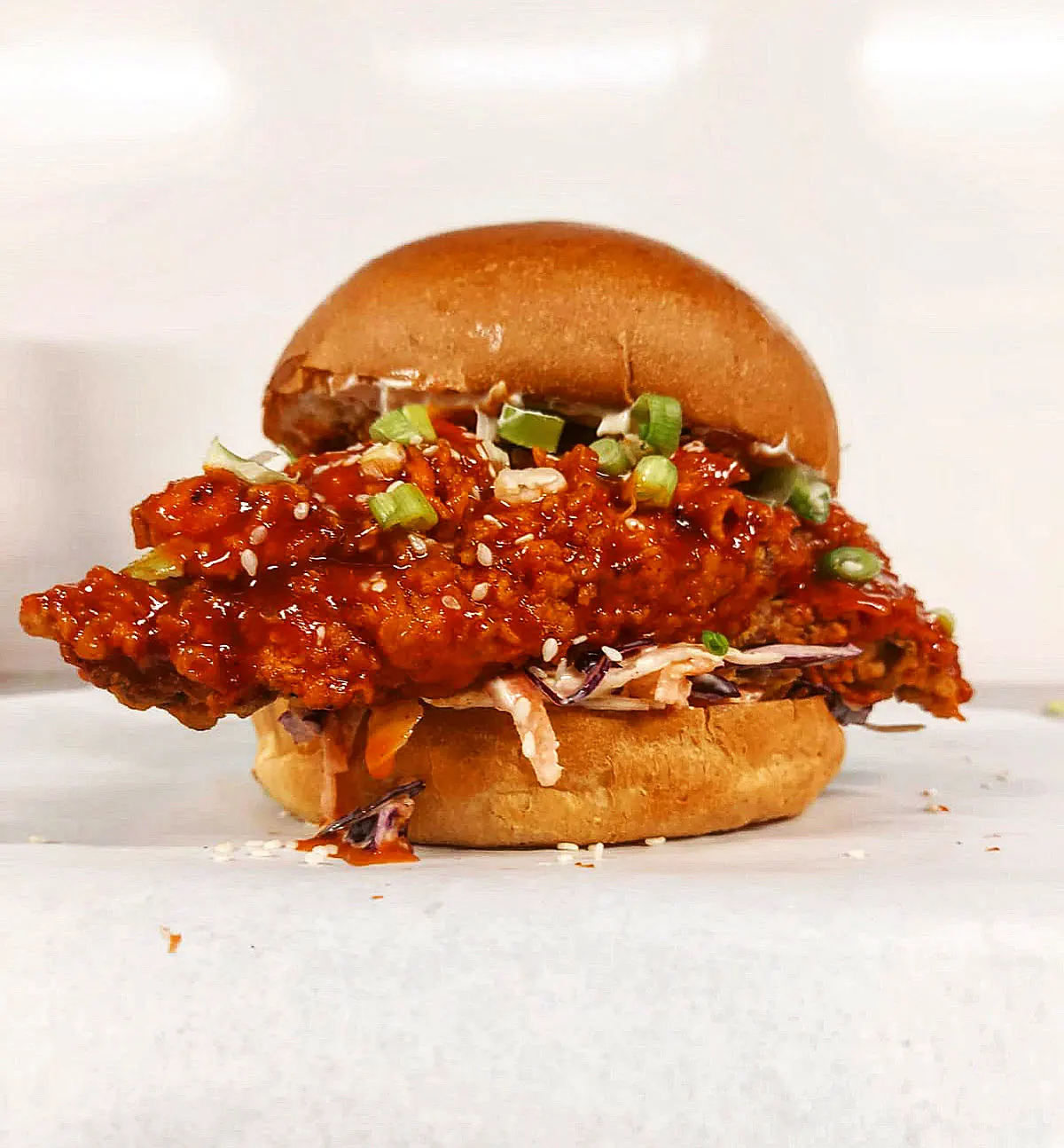 Burger Bus buttermilk fried chicken burger with chilli jam